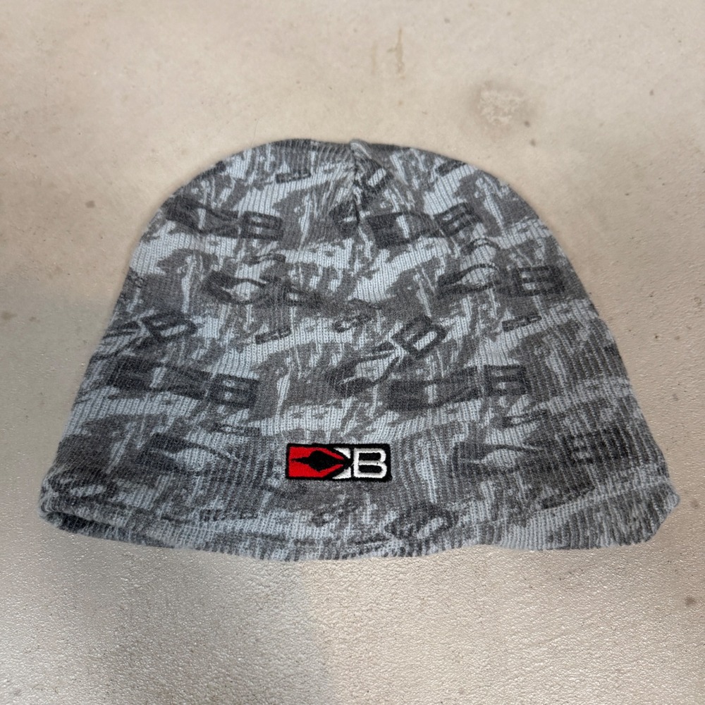 Bohning Archery Mens Gray Camo Fleece Lined Beanie Knit Hunting Hat Skull Cap